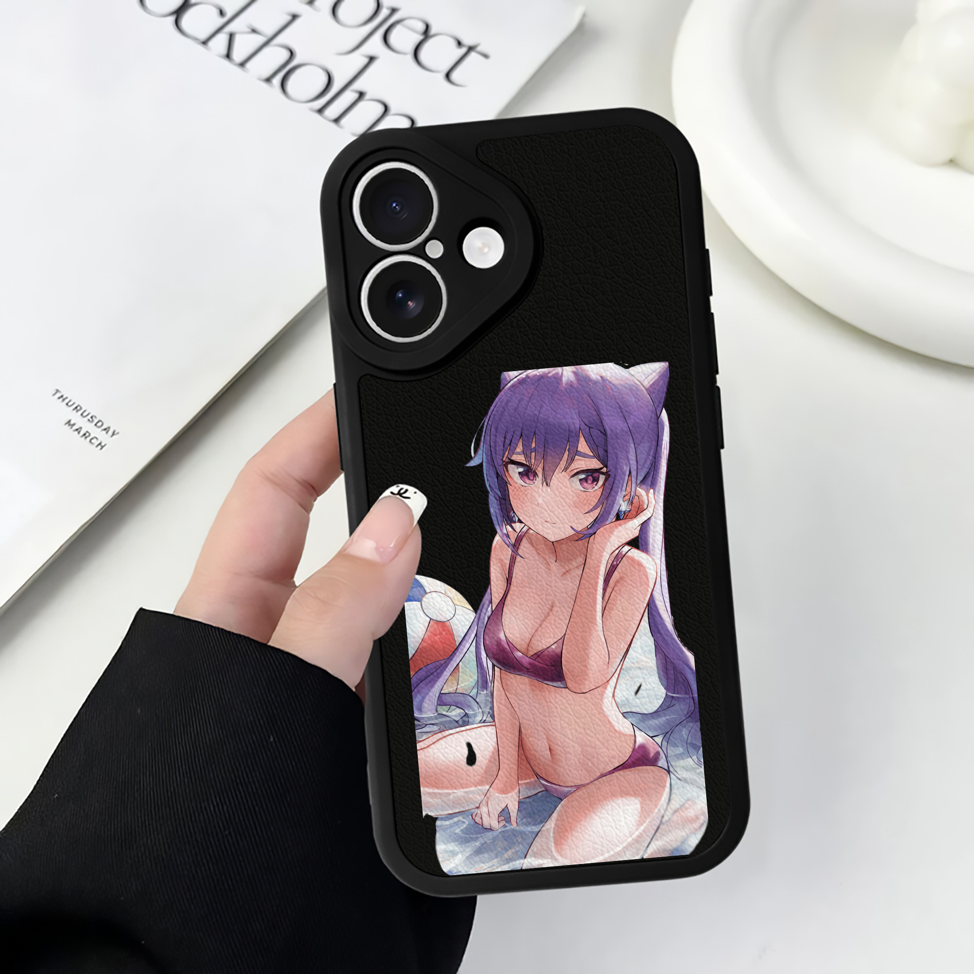 げんし神 刻晴 こくせい genshin Kokusei 【iPhone 16シリーズ対応】シリコンスマホケース（レザー調） 材質：シリコン